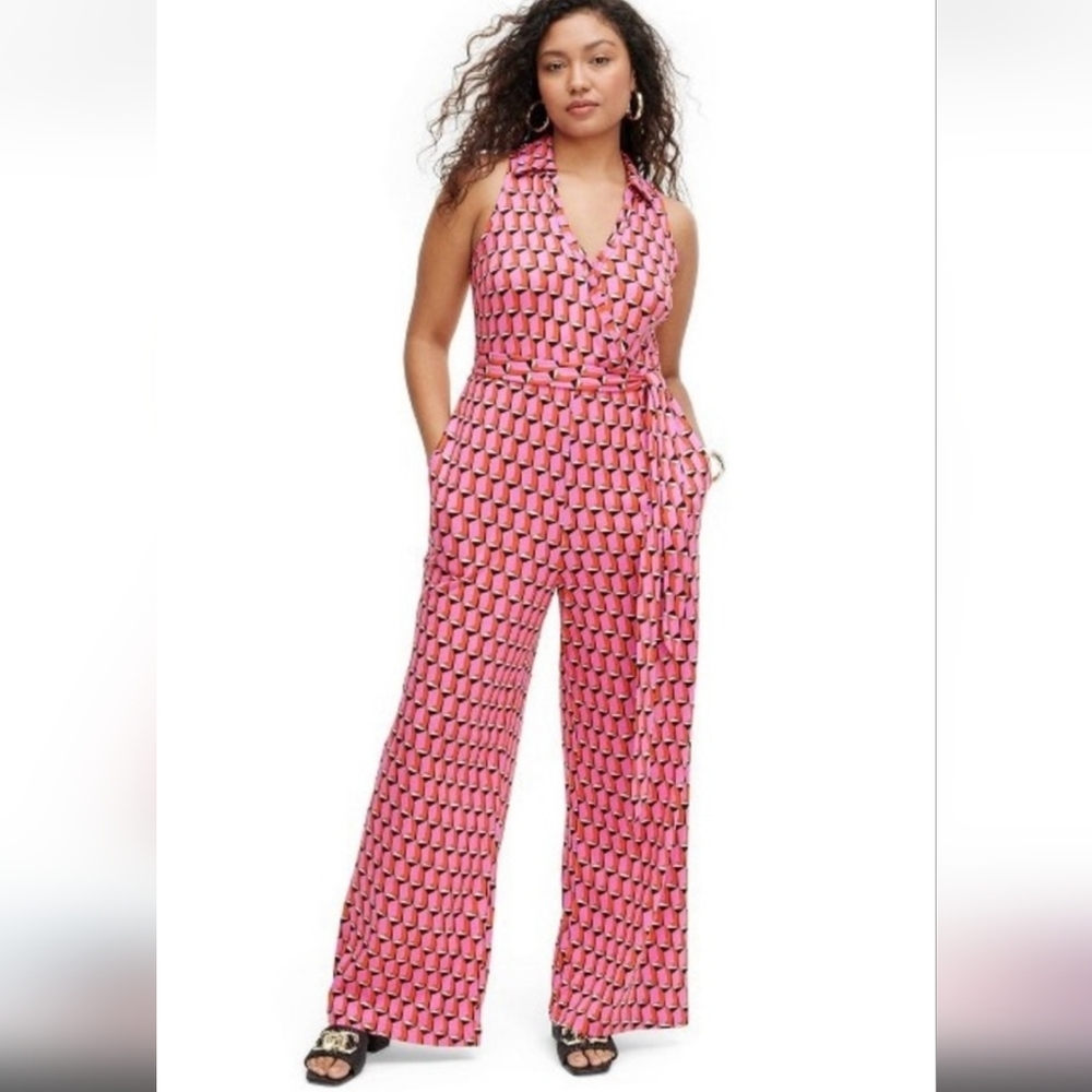 Diane Von Furgstenberg For Target Pink And Black Jumpsuit Medium